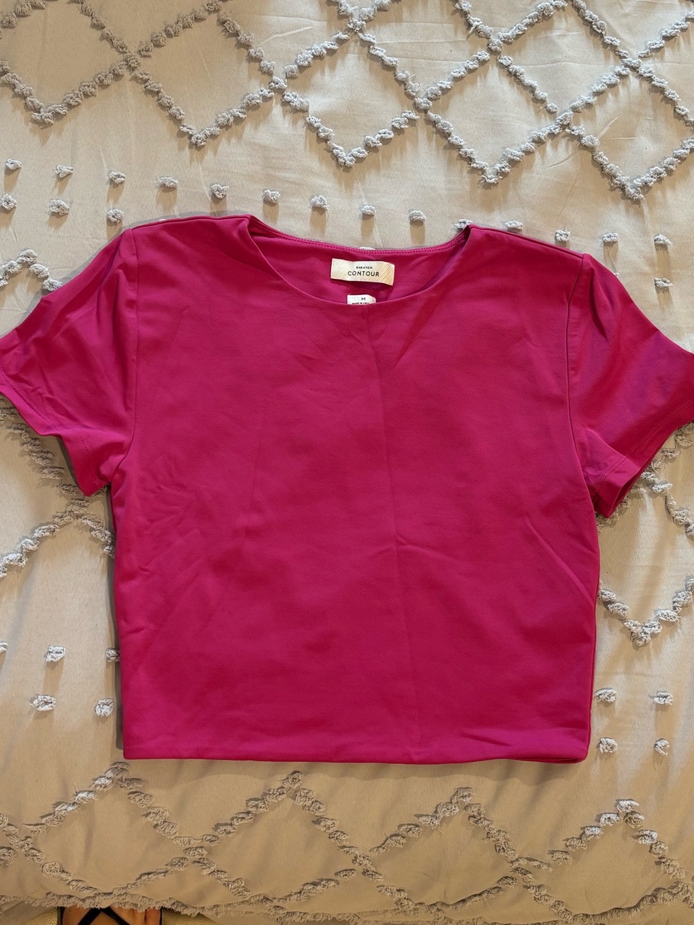 Aritzia Fuchsia Cropped Crew Tee